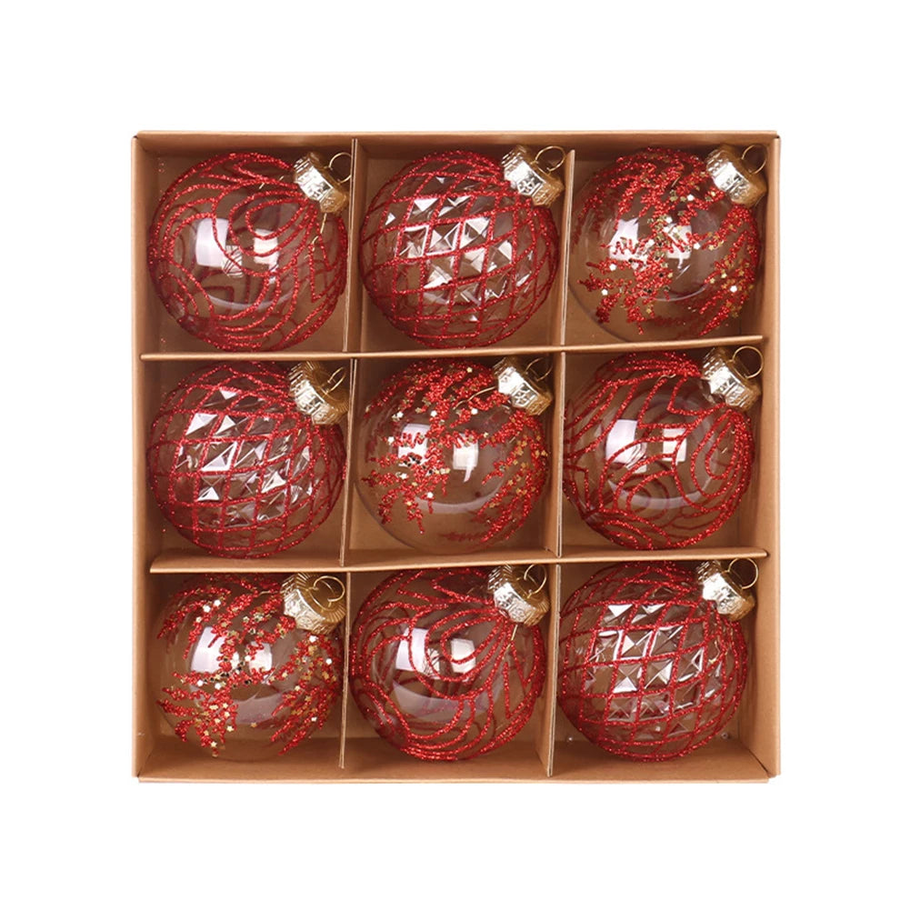 Wine Red Christmas Ball Ornaments - 9pcs Set - Image 20