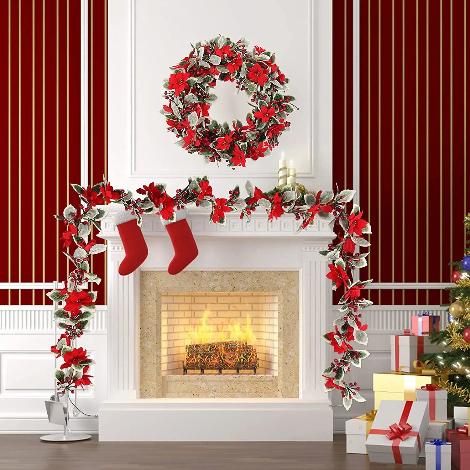 Enchanting LED Christmas Garland with Red Berries - Image 17