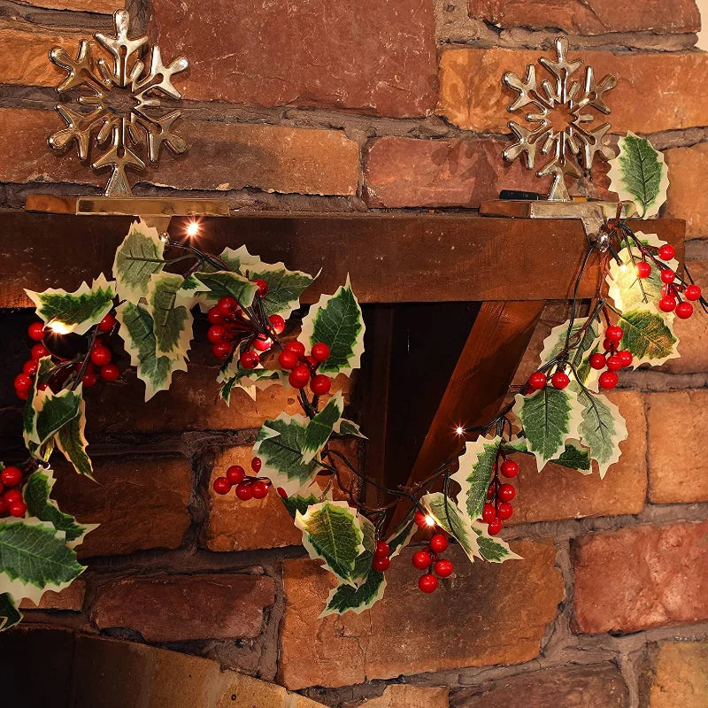 Enchanting LED Christmas Garland with Red Berries - Image 3