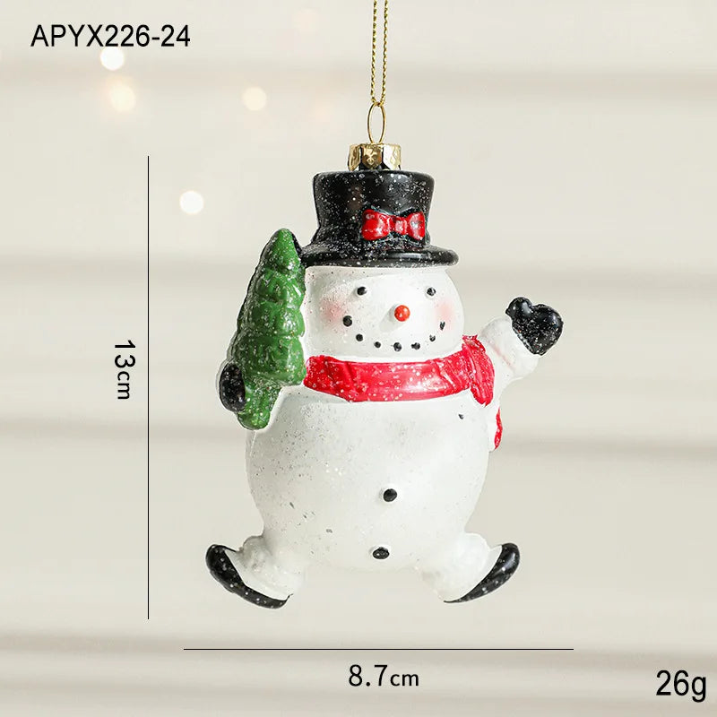 Charming Painted Wooden Christmas House Pendant - Image 19