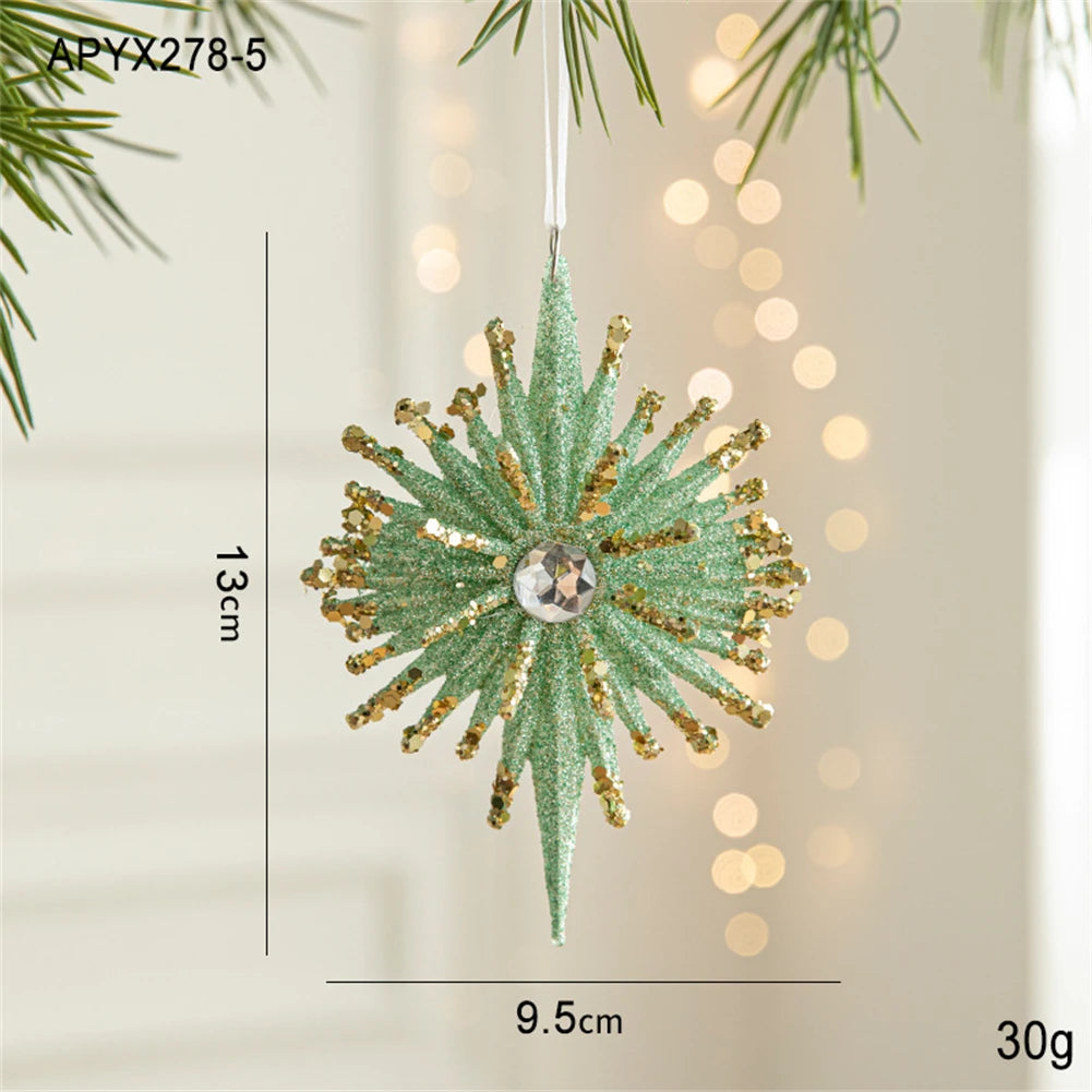 Charming Green Snowflake Bell Christmas Ornaments - Image 27