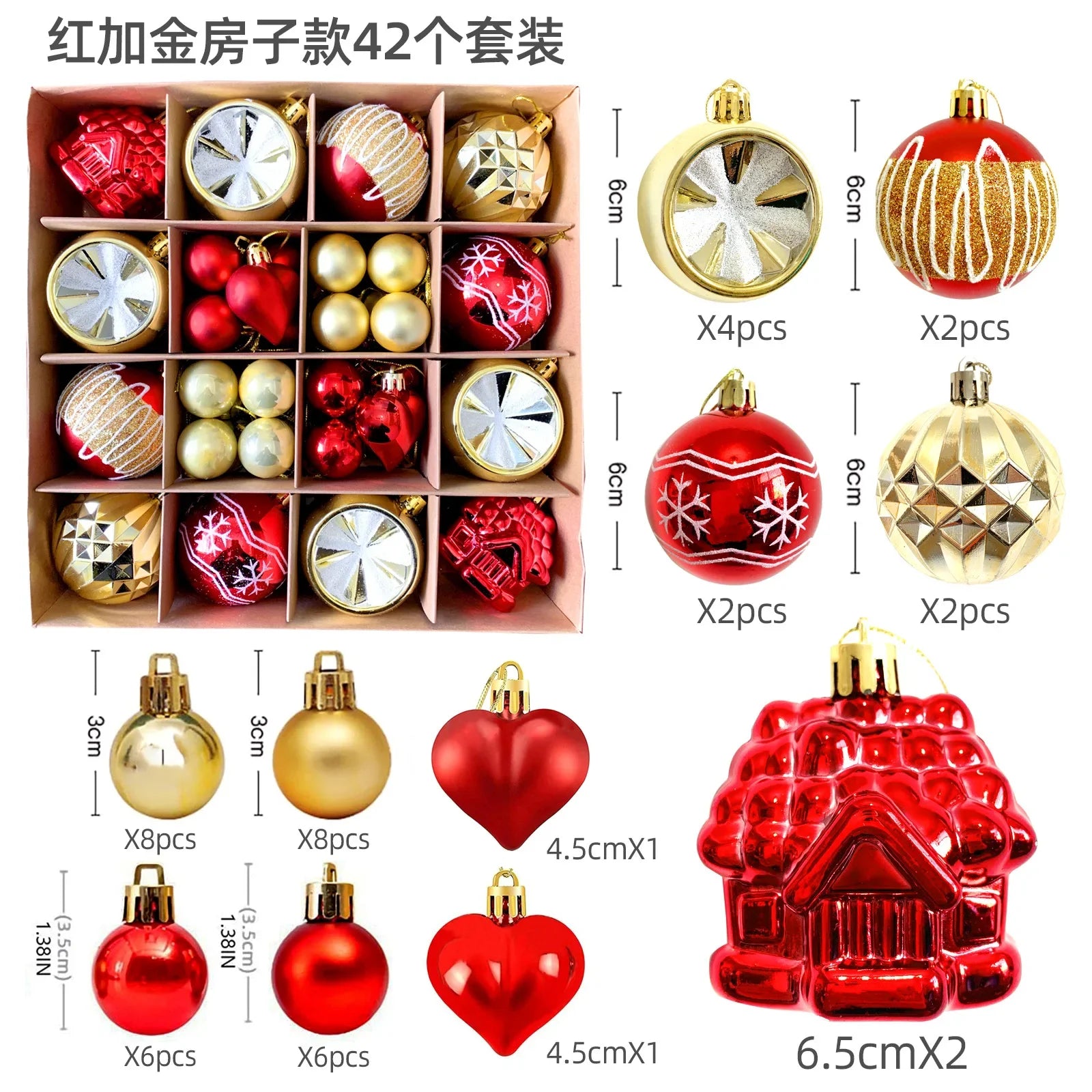 Large Golden Red Christmas Baubles for Festive Decor - Image 22