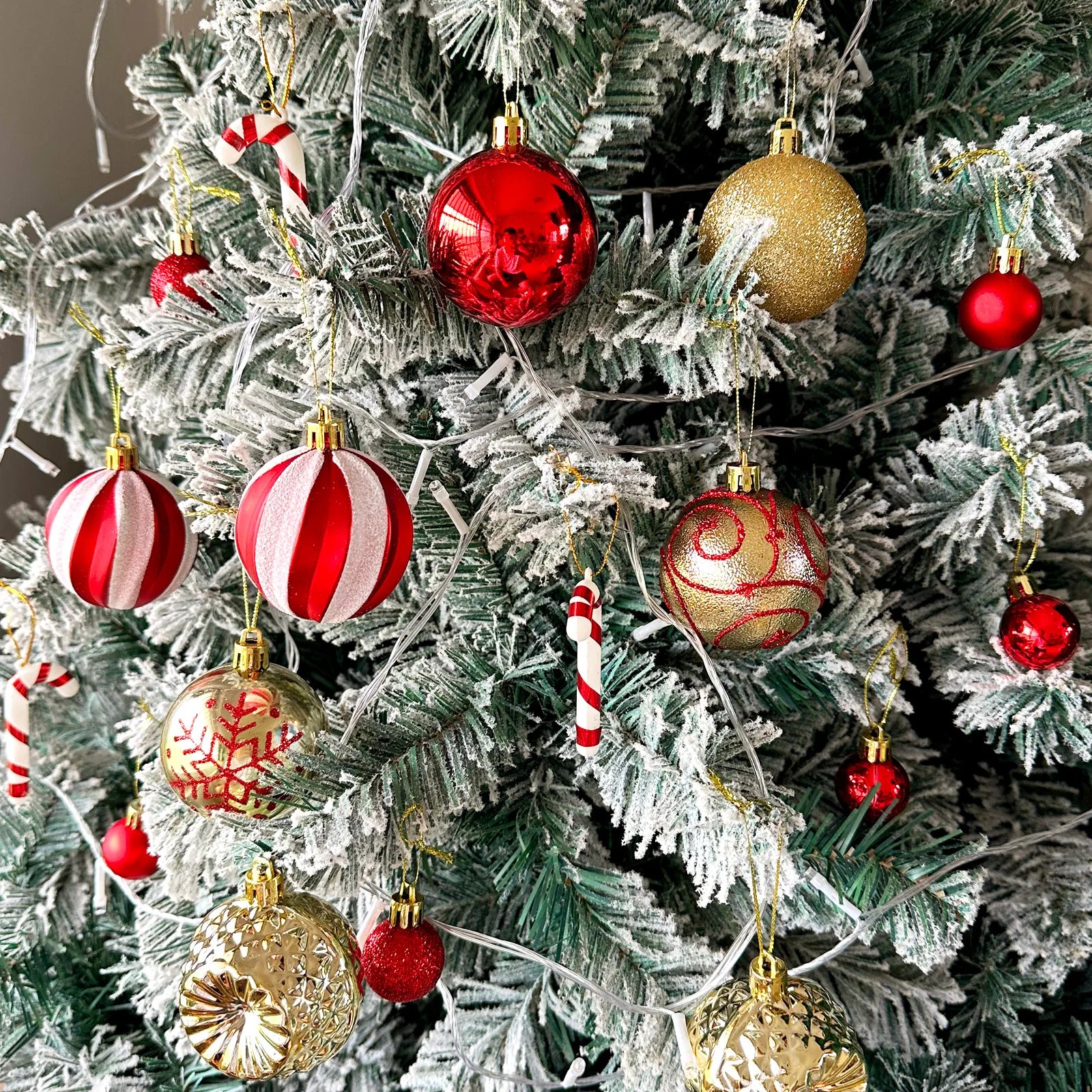 Large Golden Red Christmas Baubles for Festive Decor - Image 24