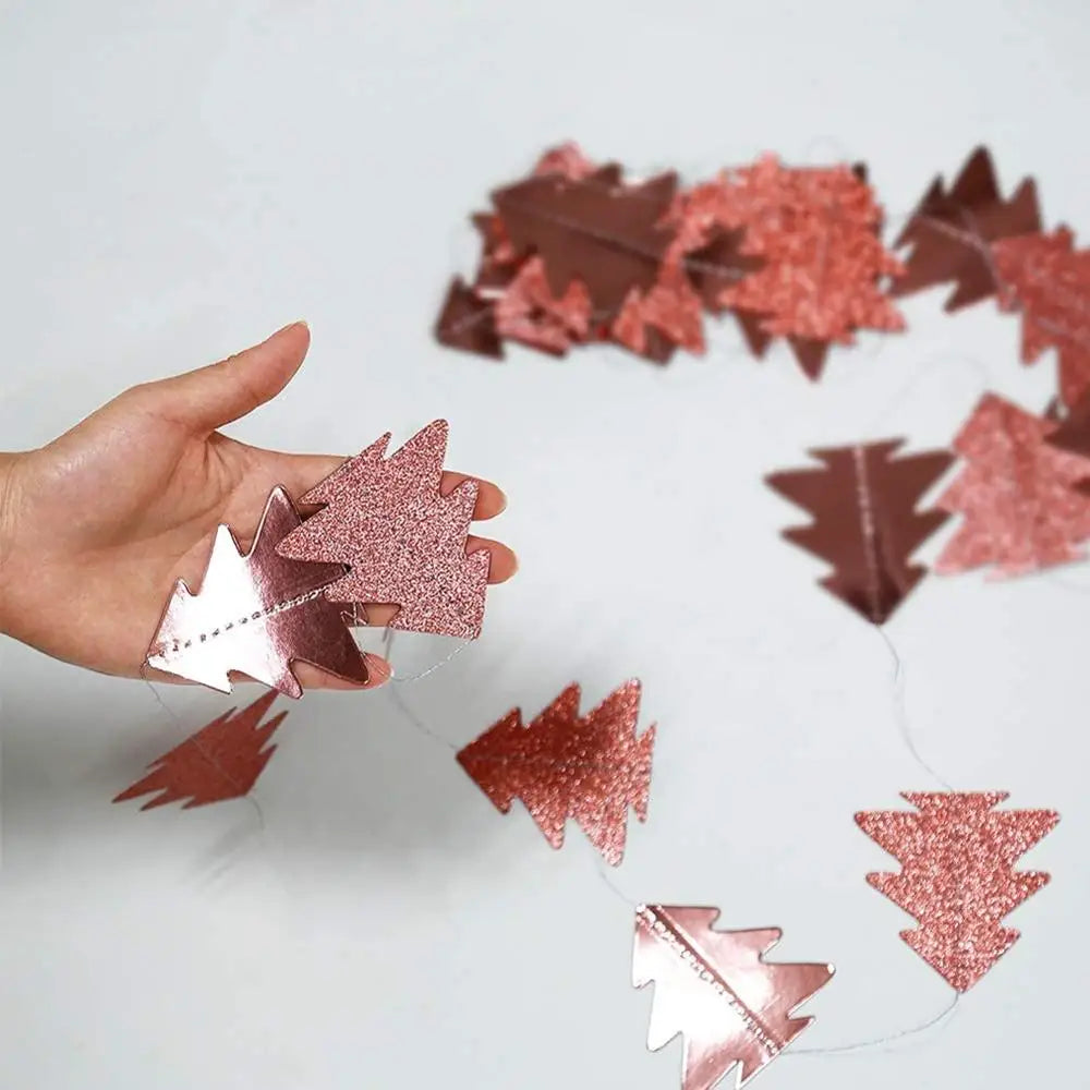 Rose Gold Glitter Christmas Tree Garland Decor - Image 3