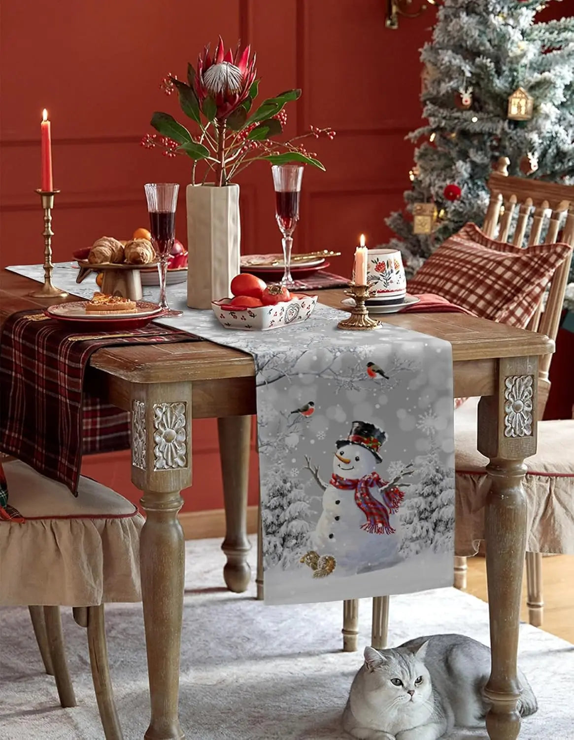 Charming Christmas Snowman & Snowflake Table Runner - Image 2