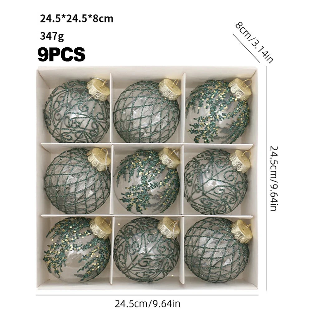 Wine Red Christmas Ball Ornaments - 9pcs Set - Image 2