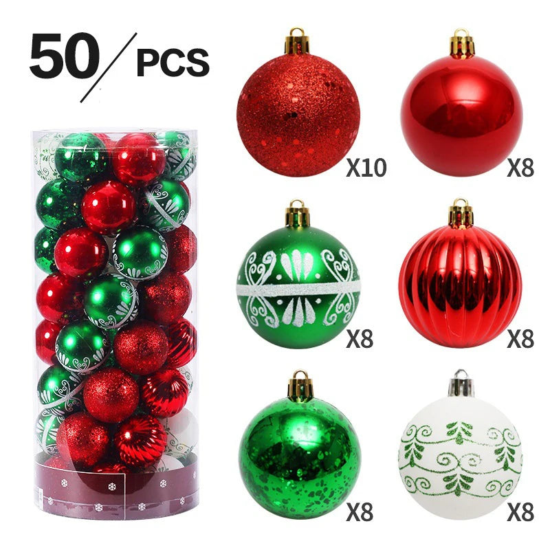 50Pcs Festive Green & Red Christmas Ornaments - Image 6