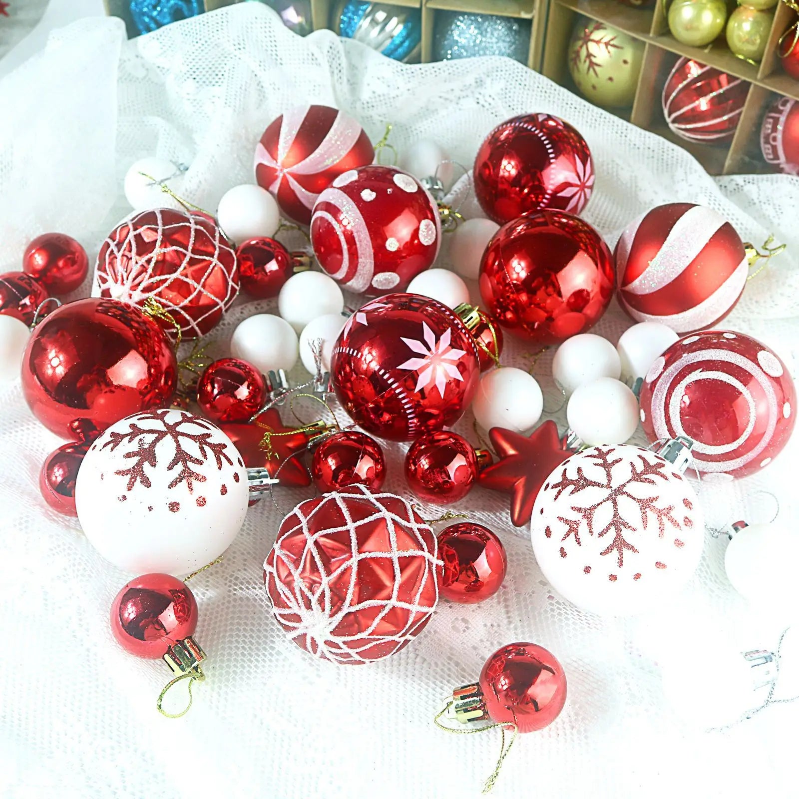 Large Golden Red Christmas Baubles for Festive Decor - Image 38