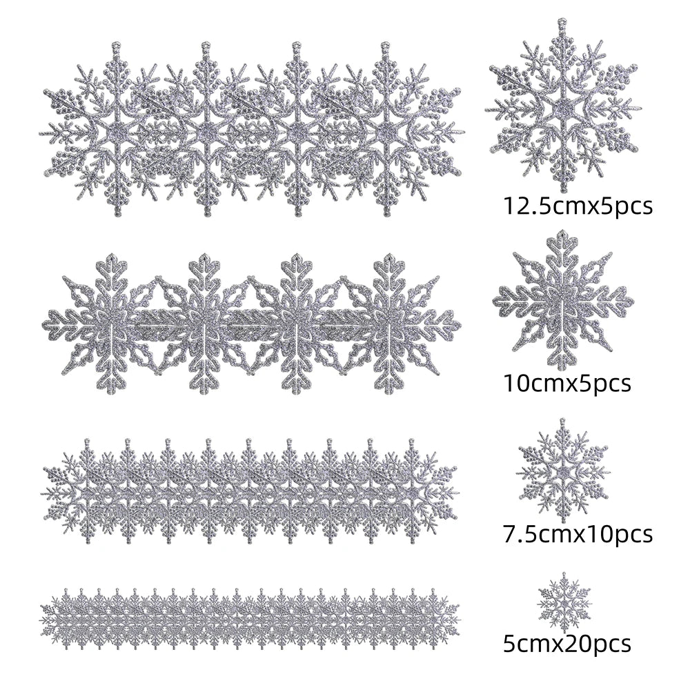 40Pcs Silver Glitter Snowflake Ornaments for Christmas - Image 7