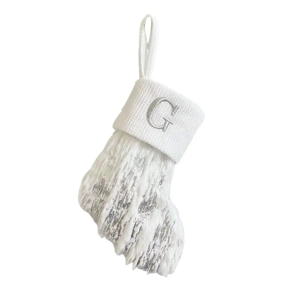Embroidered White Christmas Stocking for Cheerful Decor - Image 26