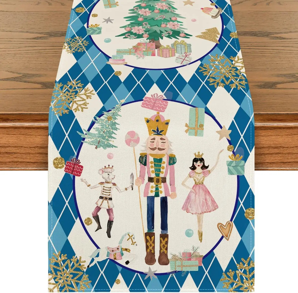 Festive Red Plaid Nutcracker Table Runner - Image 4
