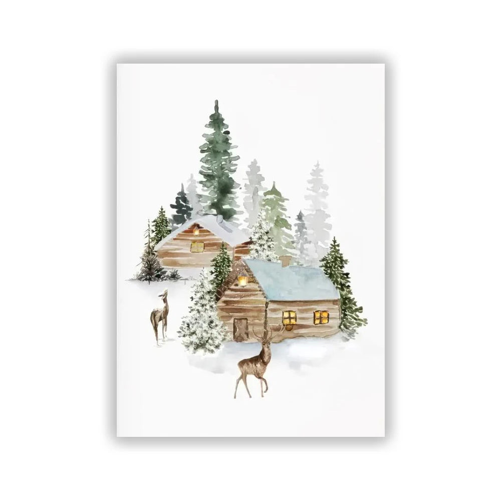 Charming Christmas Elk & Pine Tree Canvas Art - Image 14