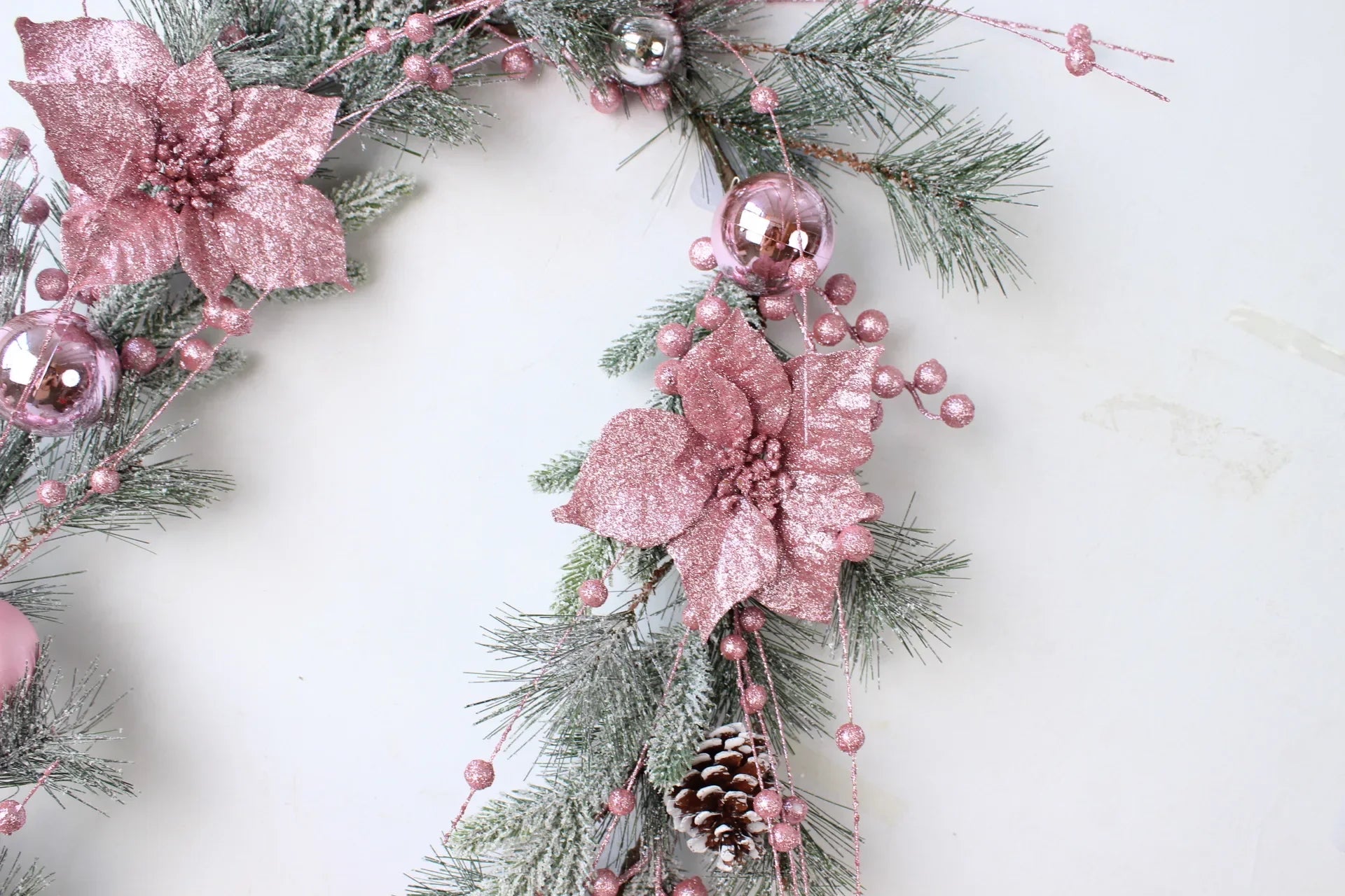 Charming Pink Christmas Wreath with Ornaments - Image 16