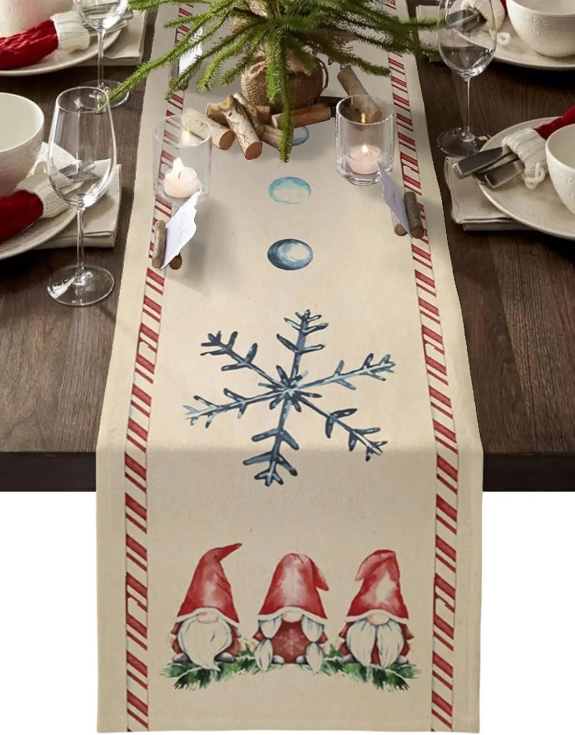Festive Snowman Wooden Linen Table Runner - Image 12