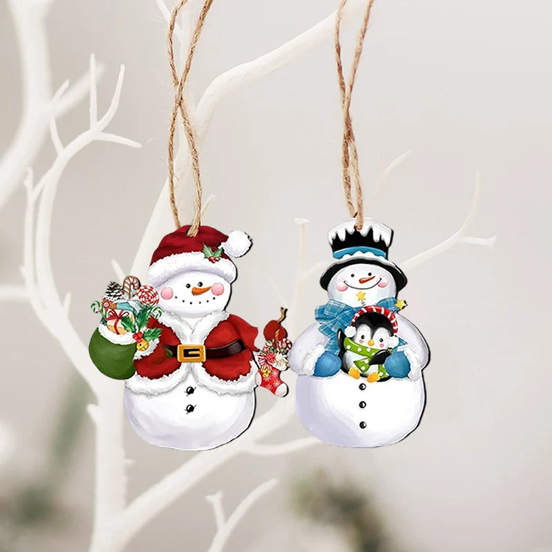 Charming Wooden Snowman Christmas Ornament Decoration - Image 13