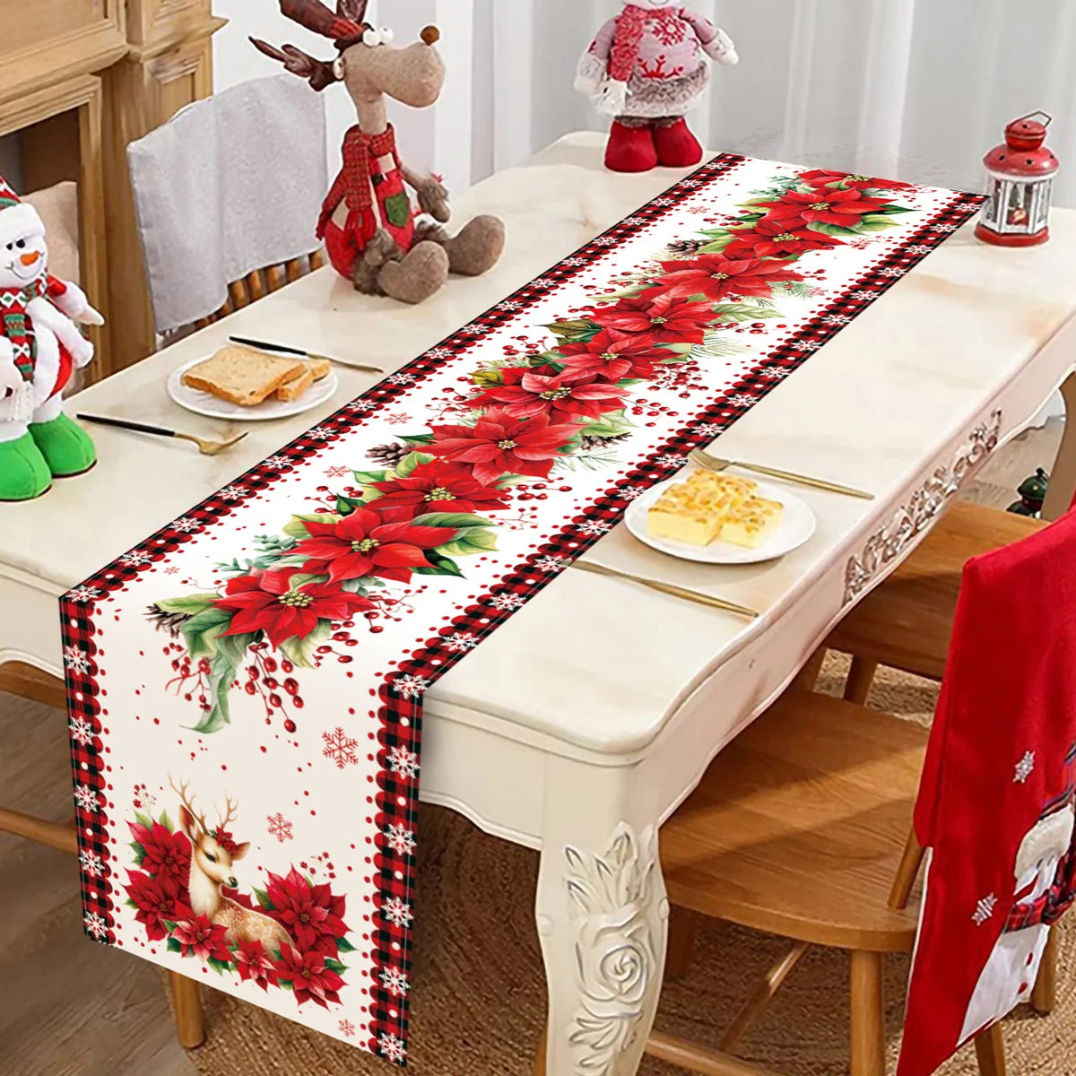 Merry Christmas Linen Table Runner for Festive Decor - Image 11