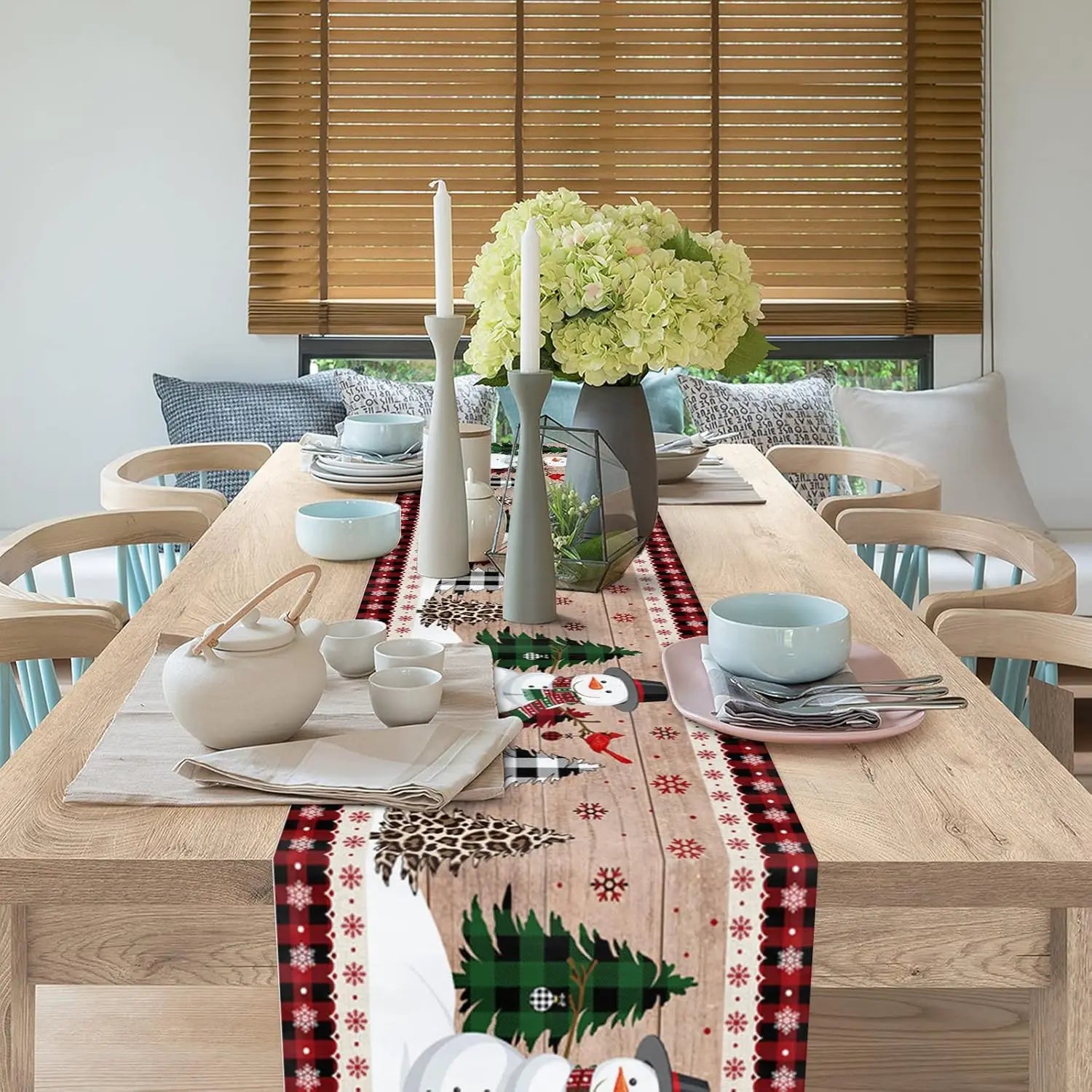Festive Snowman Wooden Linen Table Runner - Image 28