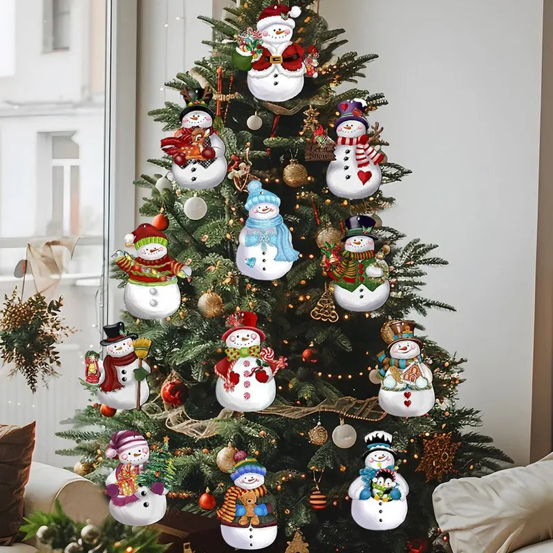 Charming Wooden Snowman Christmas Ornament Decoration - Image 9