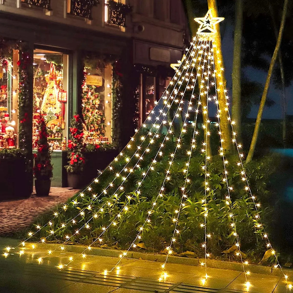 Festive LED Star Waterfall Fairy Lights for Christmas - Image 15