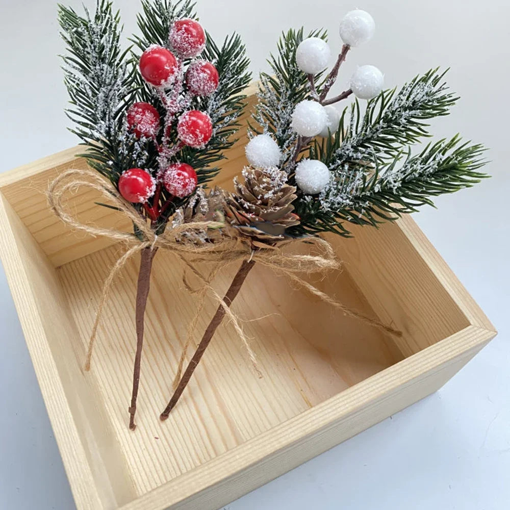 5pc Christmas Holly Berry Pine Branch Set