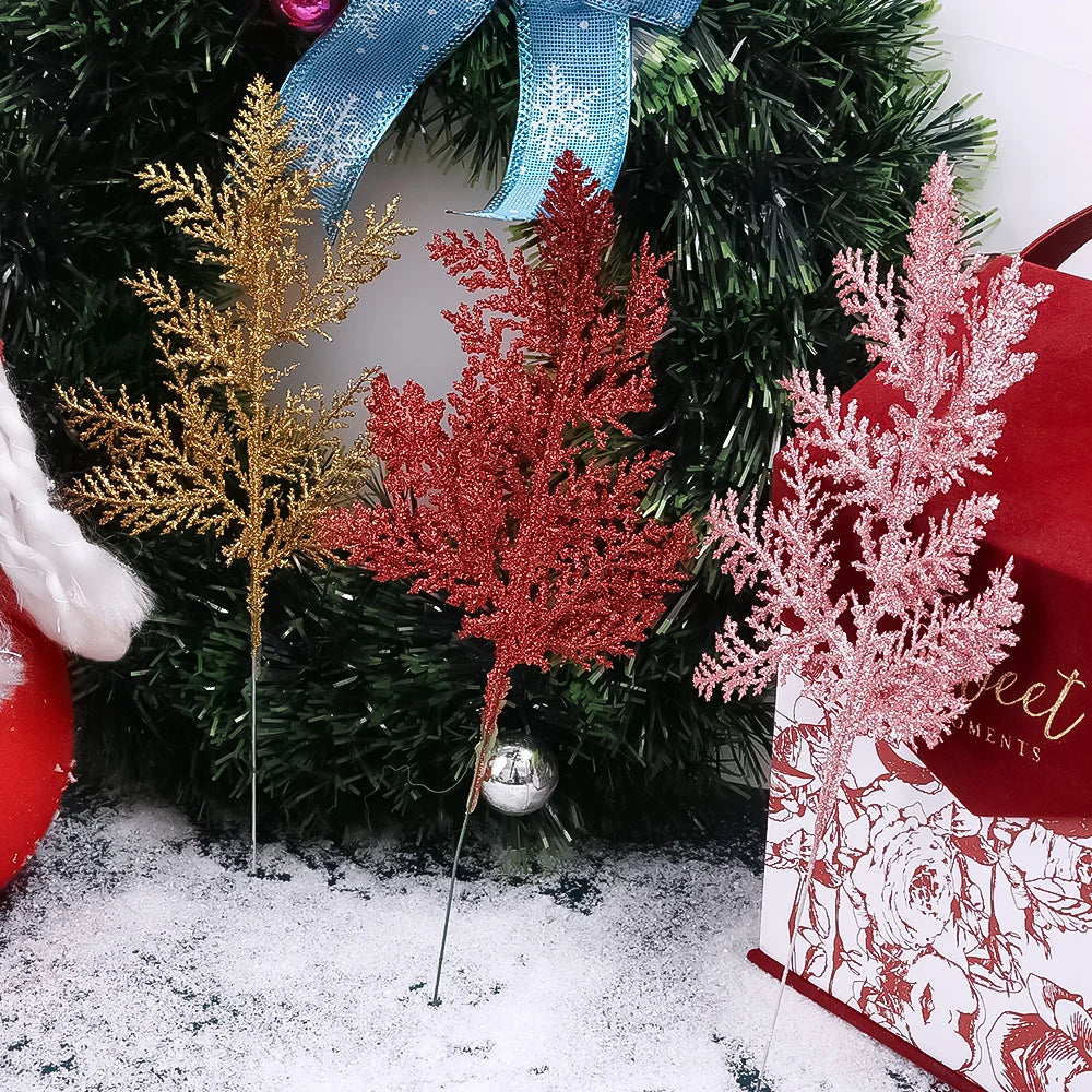 Glittering Pine Leaves for Festive Christmas Decor - Image 3