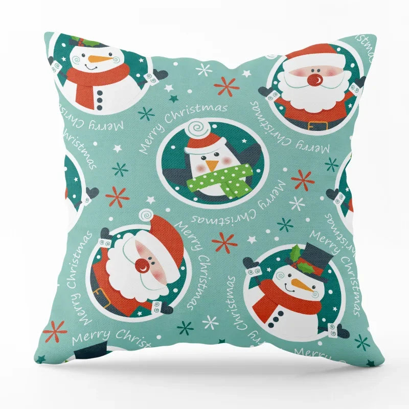 Festive Santa Claus Snowman Decorative Pillow Cover - Image 33
