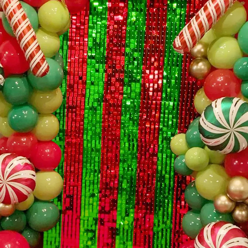 Festive Red & Green Silk Curtain Backdrop - Image 11