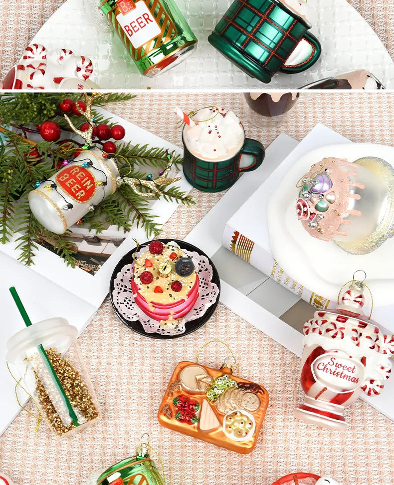 Festive Glass Ice Cream Pendant Christmas Ornaments - Image 27