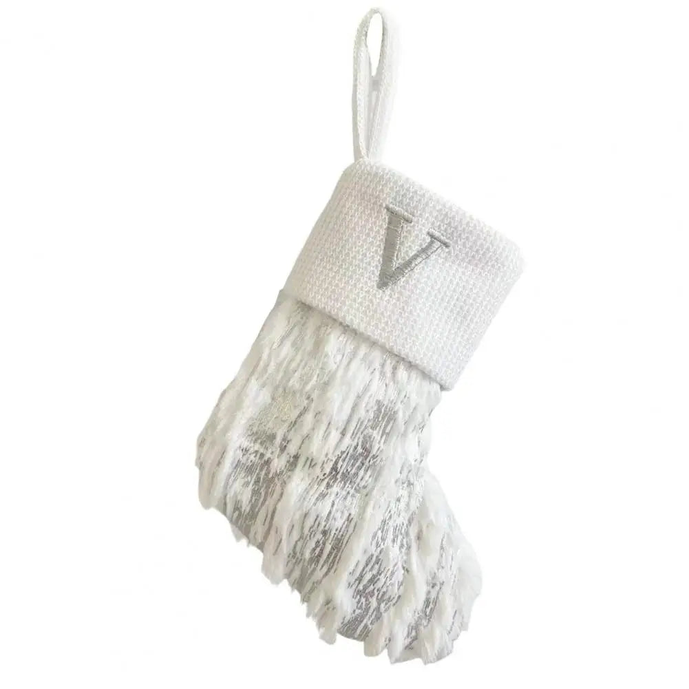 Embroidered White Christmas Stocking for Cheerful Decor - Image 19
