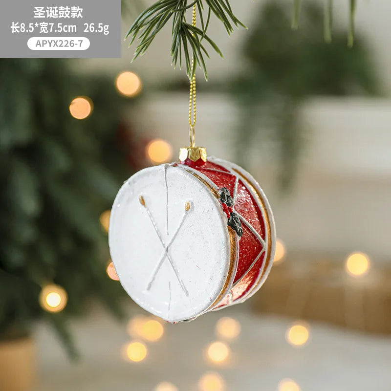 Charming Painted Wooden Christmas House Pendant - Image 6