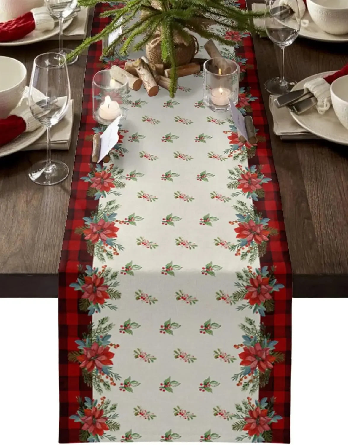 Festive Snowman Wooden Linen Table Runner - Image 2