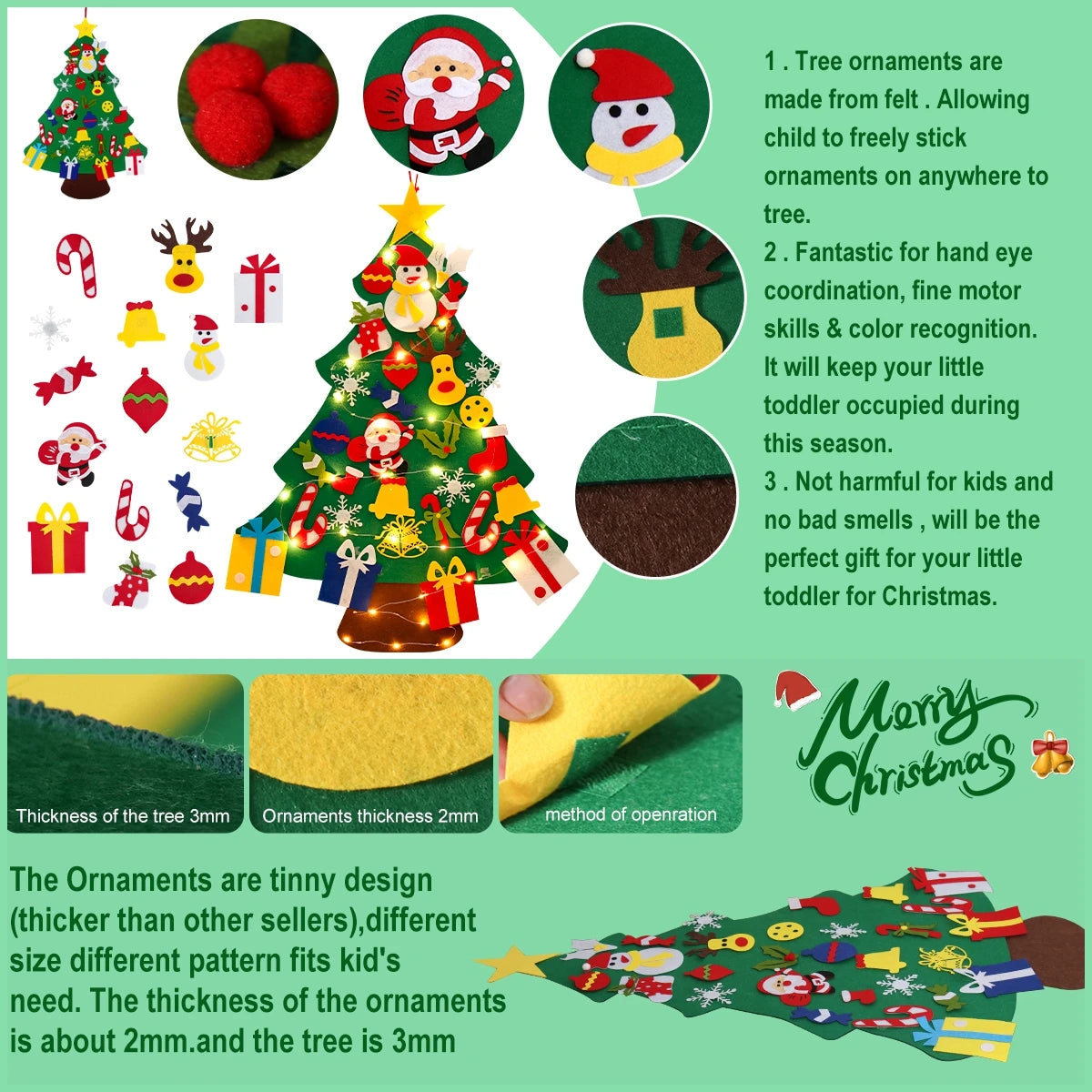 DIY Felt Christmas Tree with Lights - Festive Home Decor - Image 26