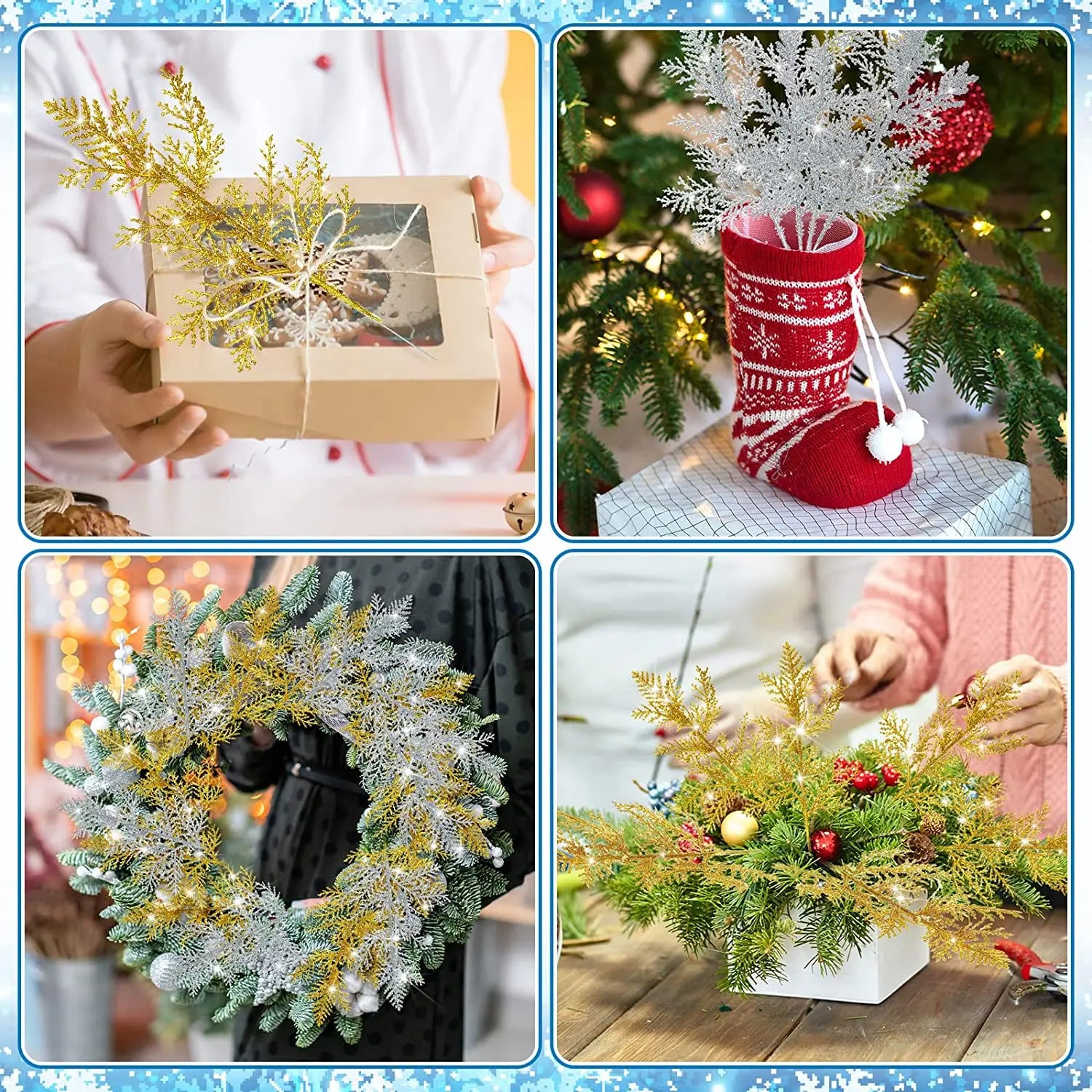 Glittering Pine Leaves for Festive Christmas Decor - Image 28