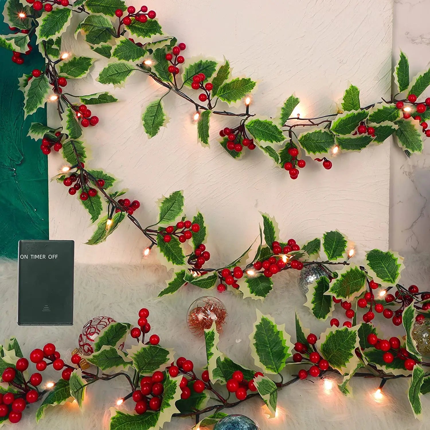 Enchanting LED Christmas Garland with Red Berries - Image 14