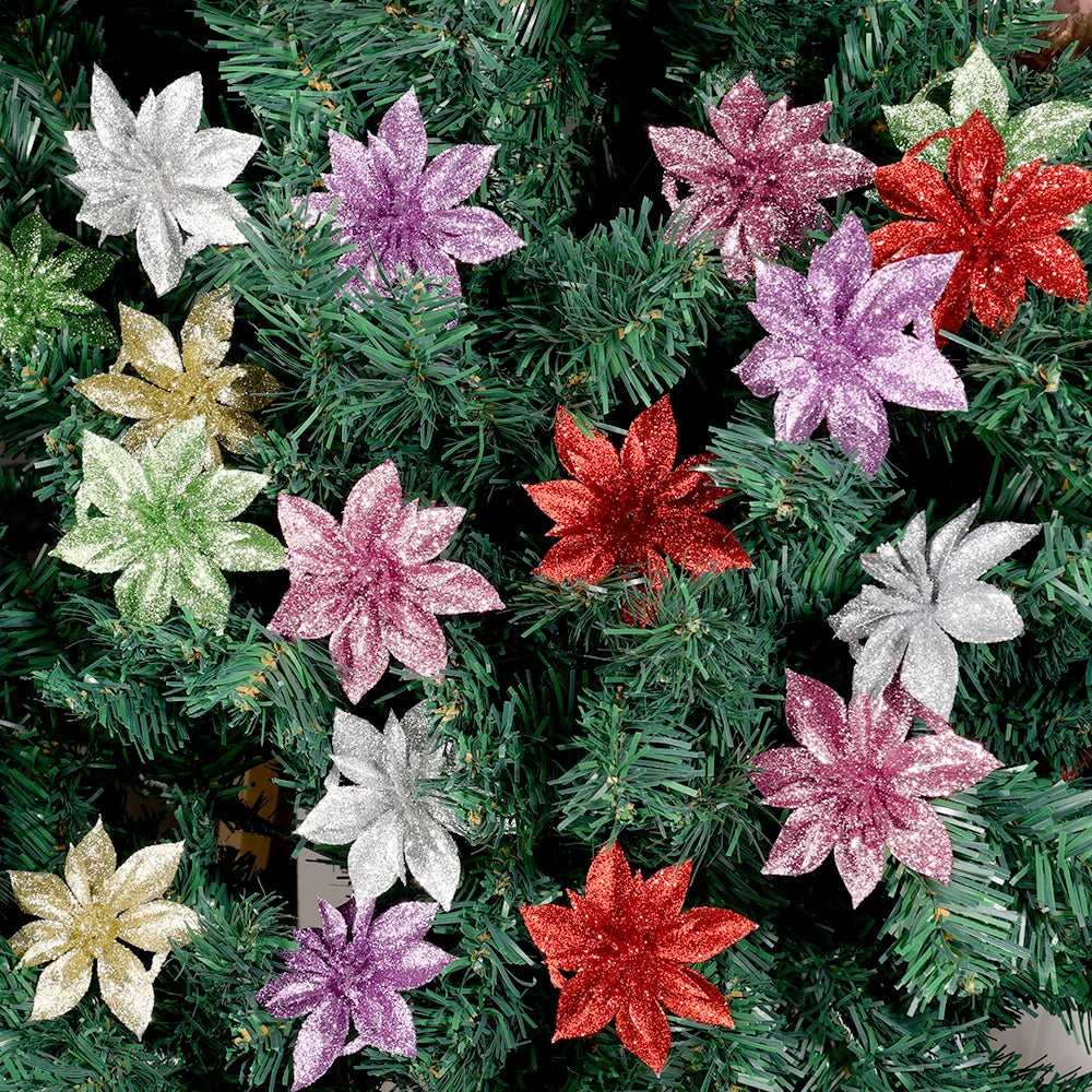Sparkling Holiday Flower Ornaments for Trees - Image 5