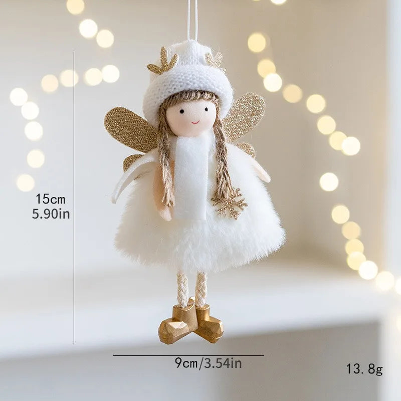 Charming Plush Angel Girl with Golden Wings Ornament - Image 15