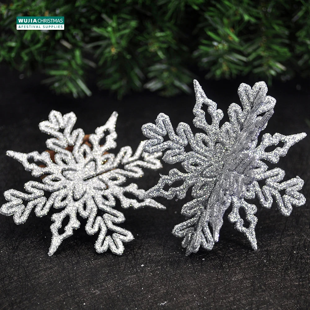 40Pcs Silver Glitter Snowflake Ornaments for Christmas - Image 13