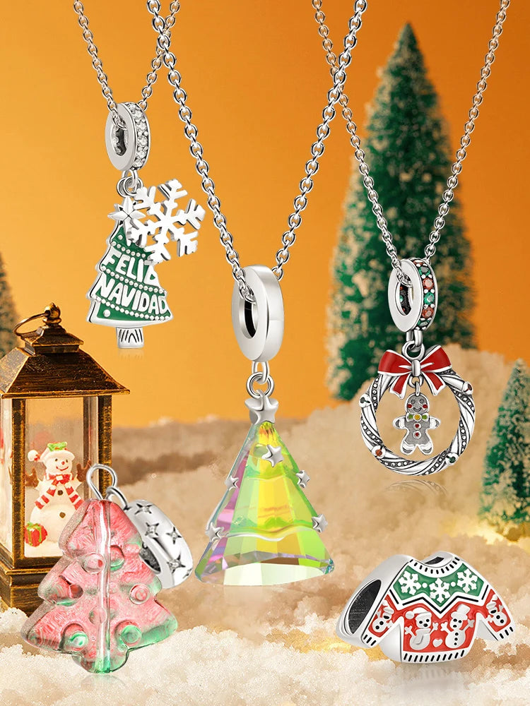 925 Silver Crystal Christmas Tree Charm for Bracelets - Image 39
