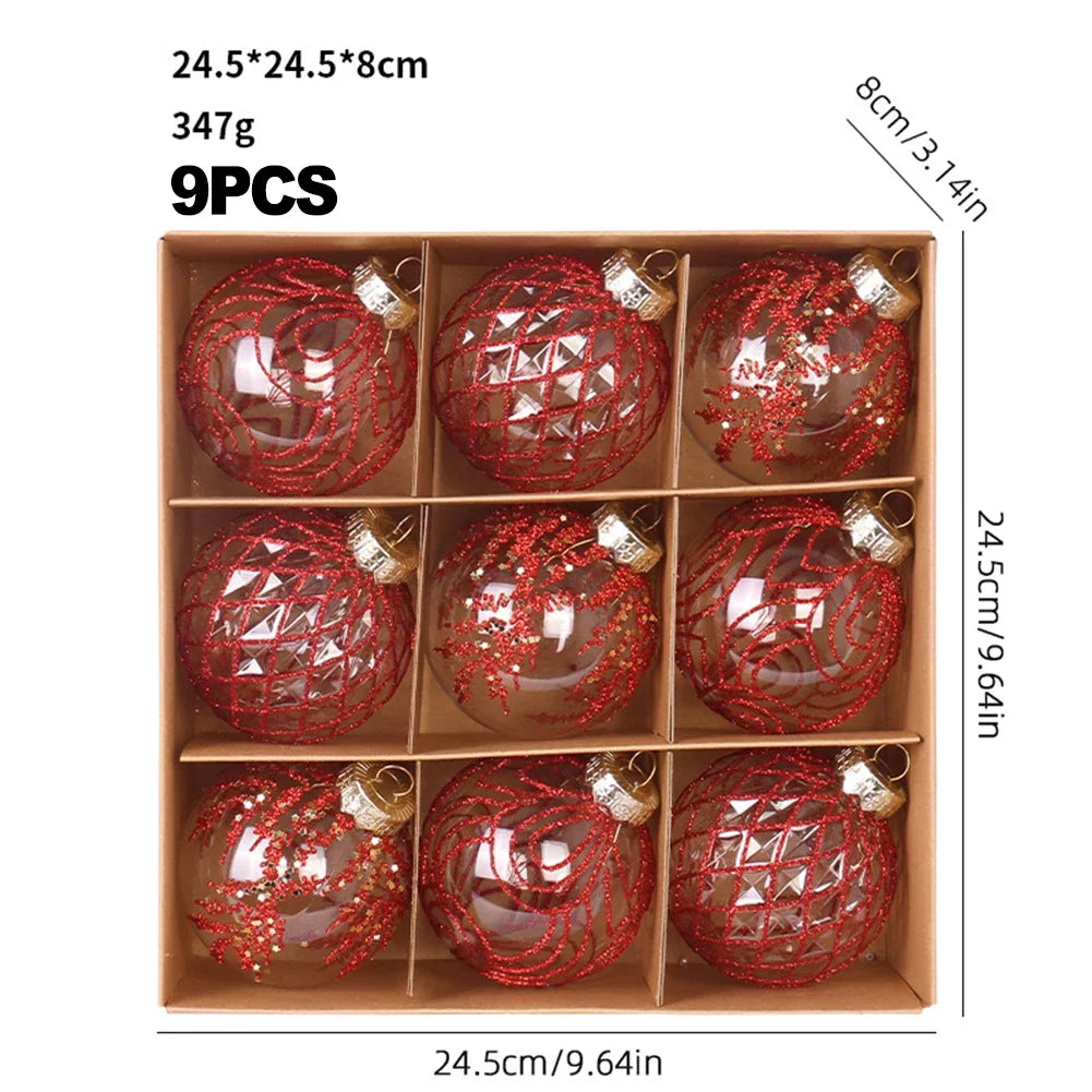 Wine Red Christmas Ball Ornaments - 9pcs Set - Image 8