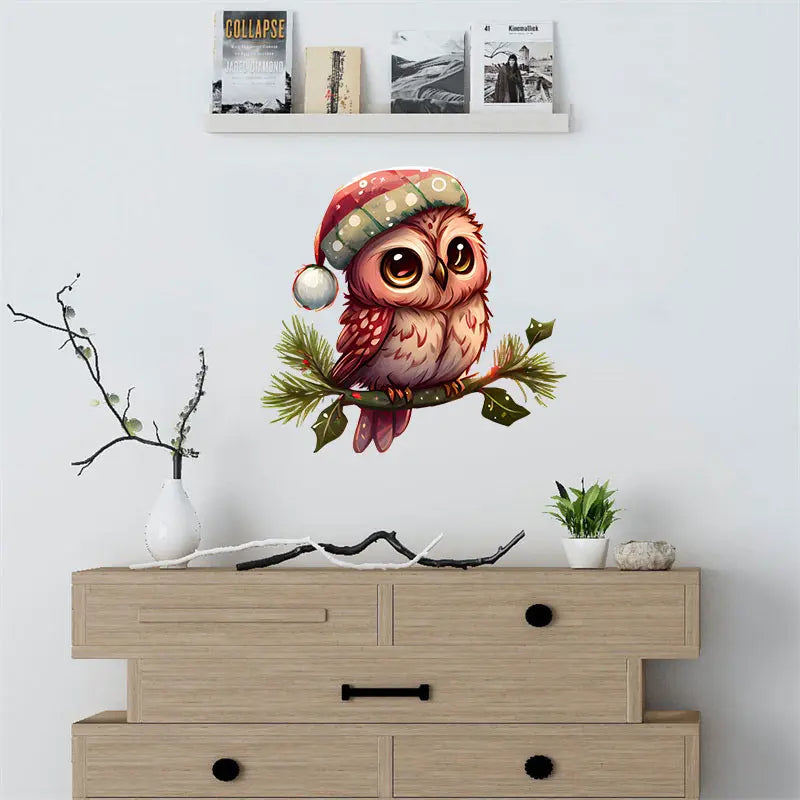 Festive Merry Christmas Owl Wall Decals - Image 18