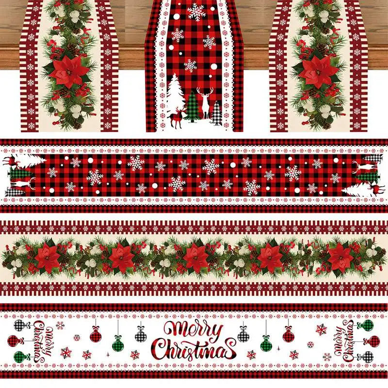Festive Red Floral Table Runner for Christmas - Image 21