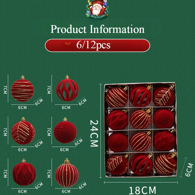 Elegant 12pcs Wine Red Christmas Ball Ornaments - Image 7