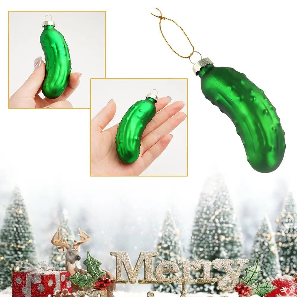 Charming Glass Cucumber Christmas Tree Ornament - Image 7