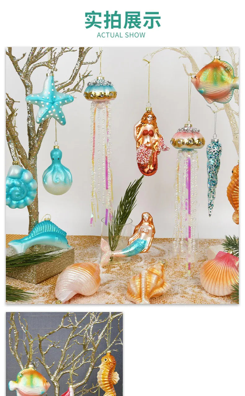 Christmas Marine Animal Glass Pendant Ornaments - Image 24
