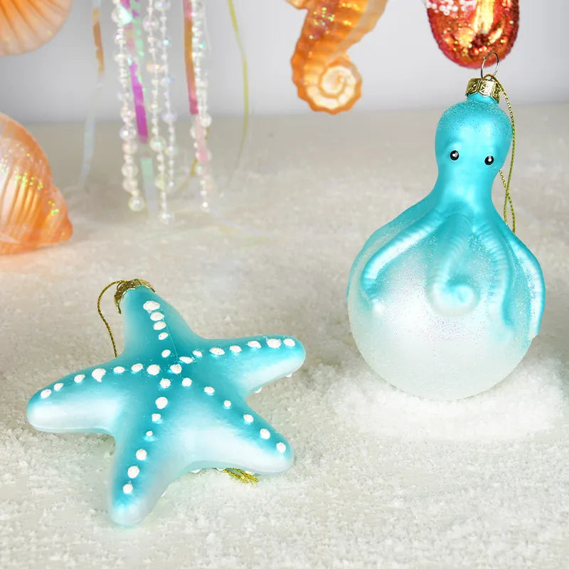 Christmas Marine Animal Glass Pendant Ornaments