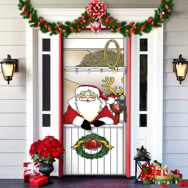 Festive Santa Gingerbread House Door Cover - Image 2