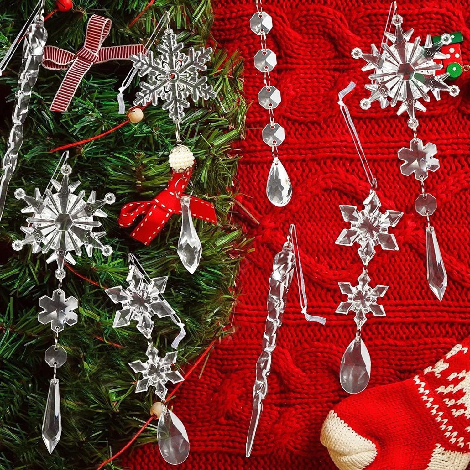 10pcs Acrylic Snowflake Ornaments for Christmas Decor - Image 11
