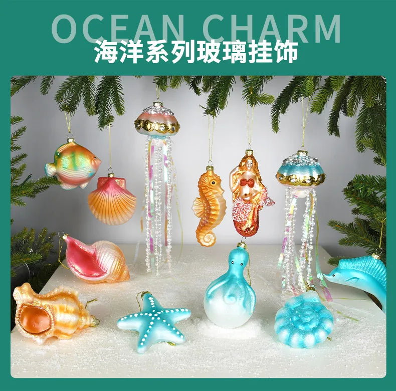 Christmas Marine Animal Glass Pendant Ornaments - Image 19