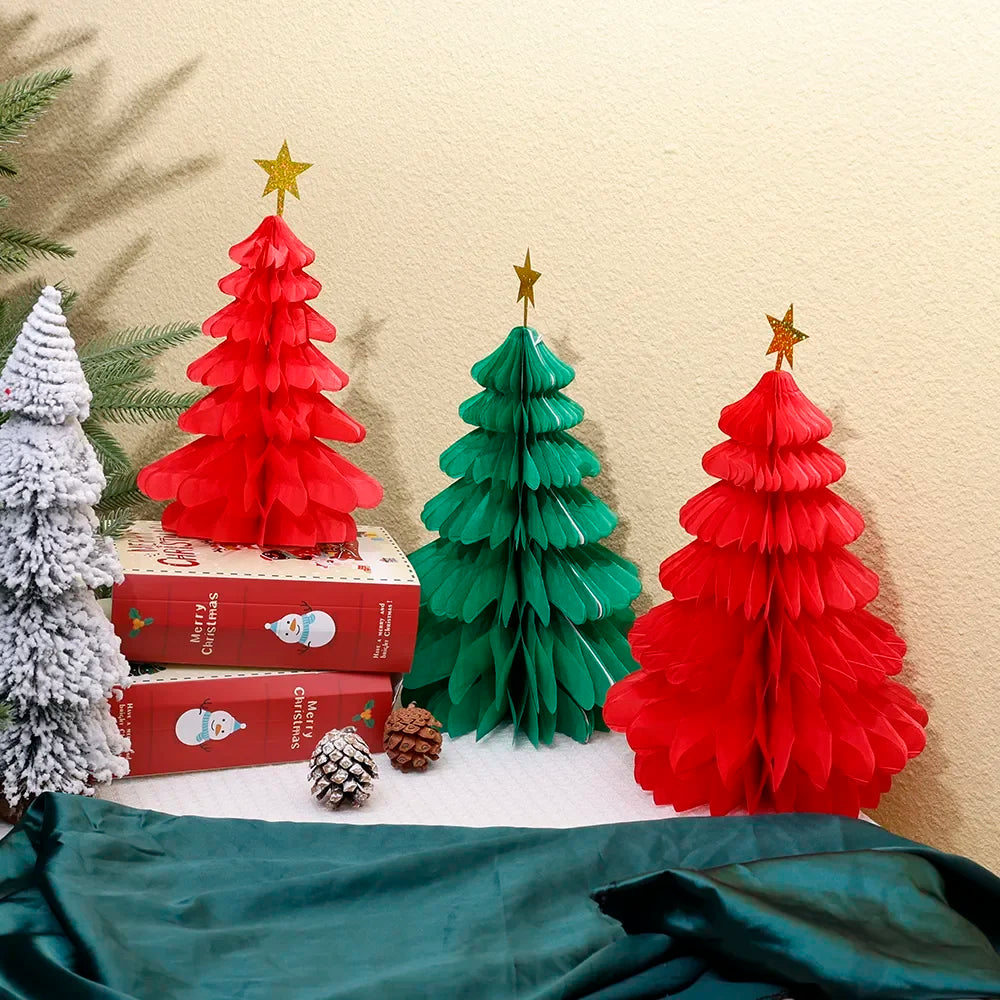 Festive Honeycomb Christmas Ornaments – Red & Green - Image 21