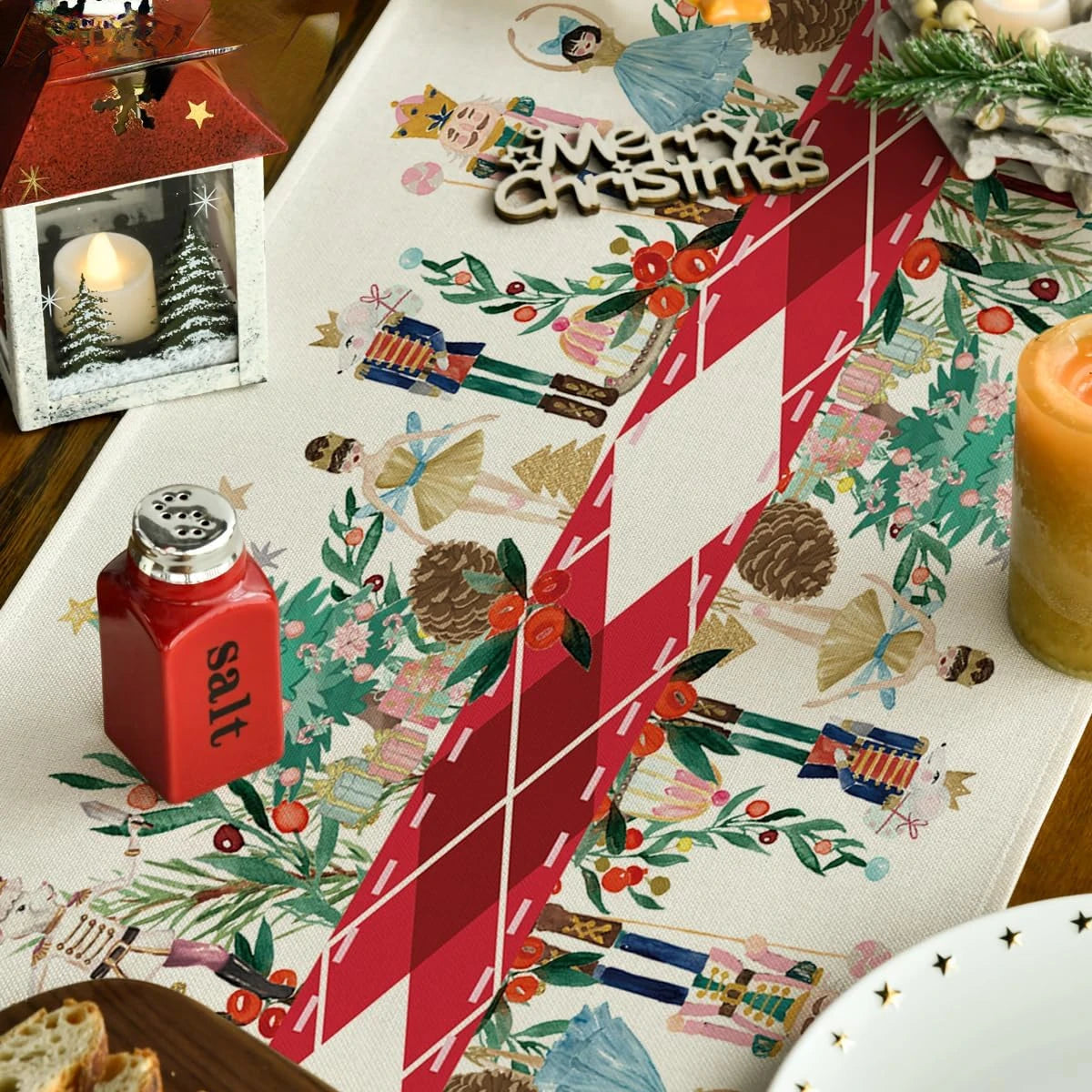 Christmas Nutcracker Holly Table Runner – Festive Decor - Image 3